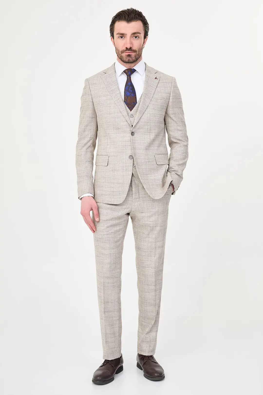 Brown Crosshatch Suit