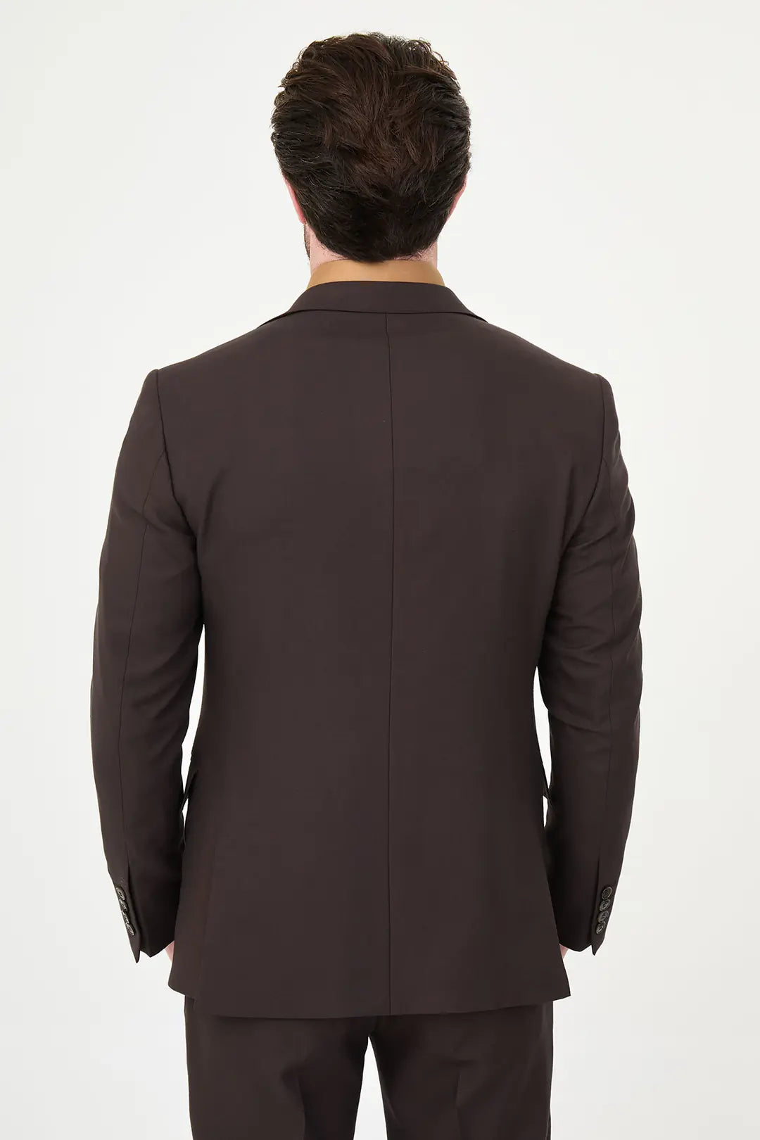 Dark Brown Three-Piece Slim Fit Suit