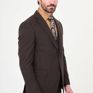 Dark Brown Three-Piece Slim Fit Suit