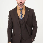 Dark Brown Three-Piece Slim Fit Suit