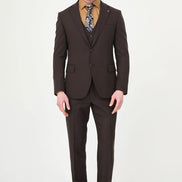 Dark Brown Three-Piece Slim Fit Suit