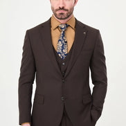 Dark Brown Three-Piece Slim Fit Suit