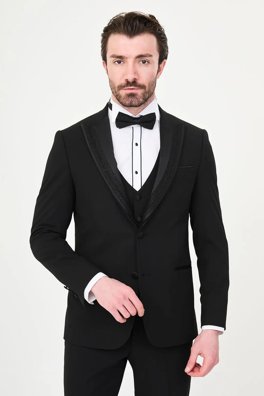 Glitter Peak Lapel Black Tuxedo