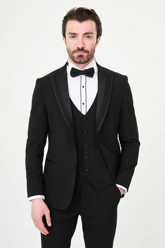 Glitter Peak Lapel Black Tuxedo