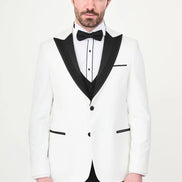 Glitter Peak Lapel White Tuxedo