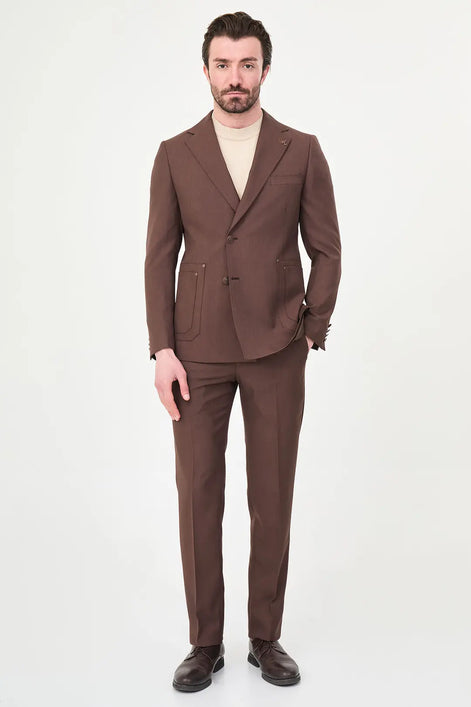 Men's Dark Brown Two-Button Suit