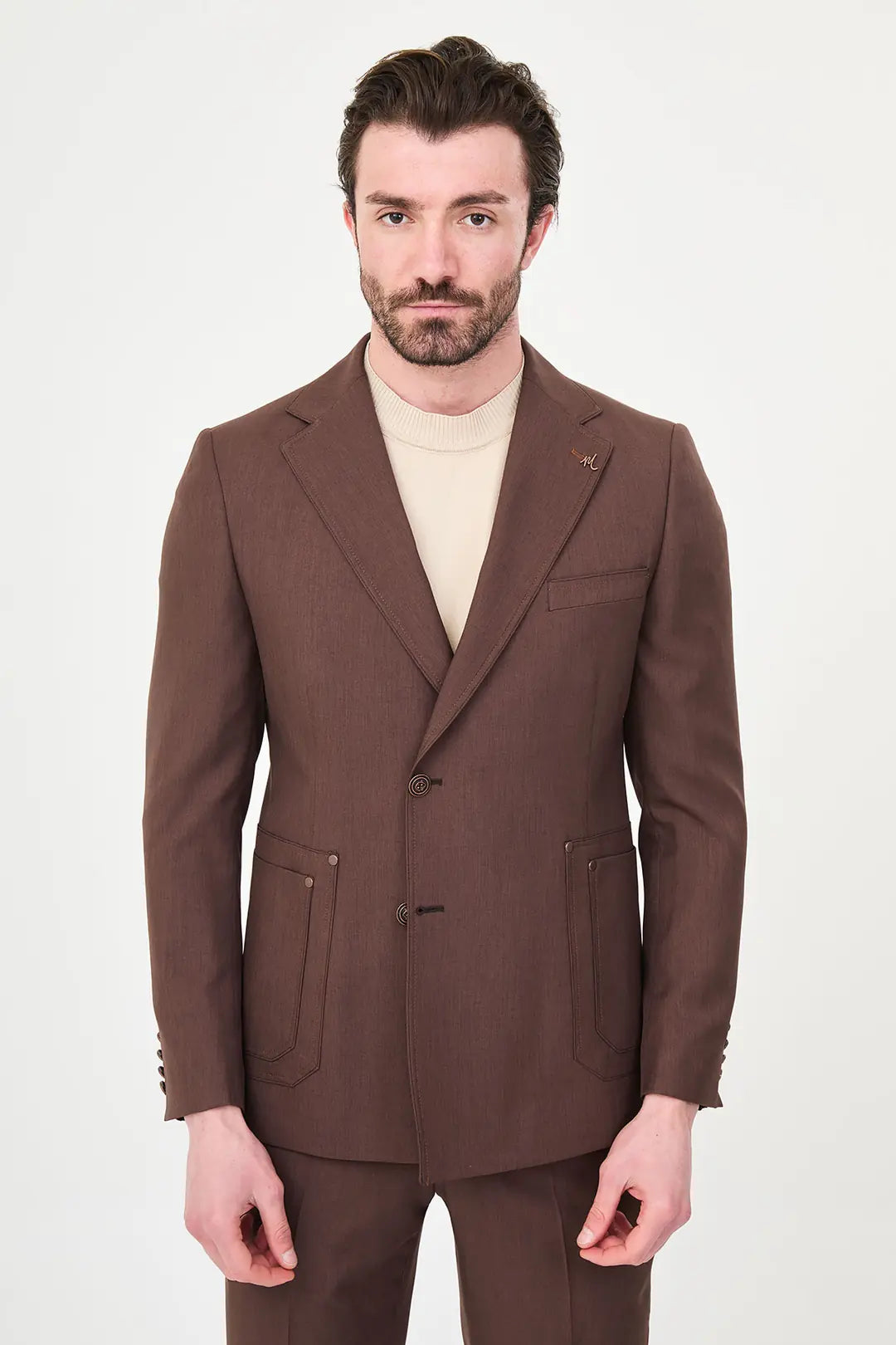 Men's Dark Brown Two-Button Suit