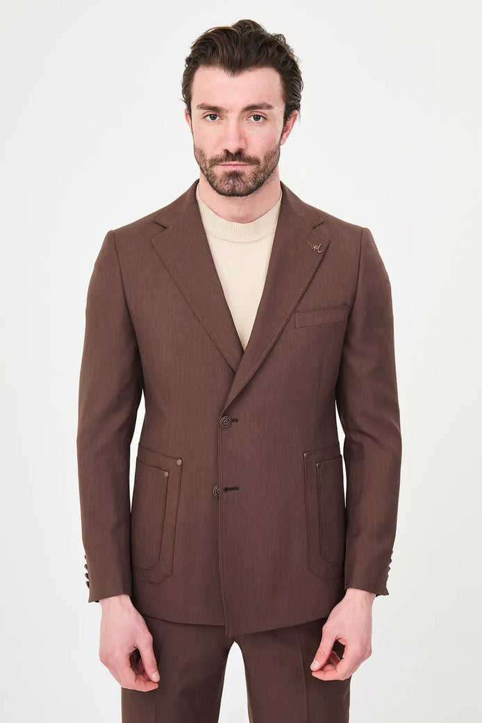 Men's Dark Brown Two-Button Suit