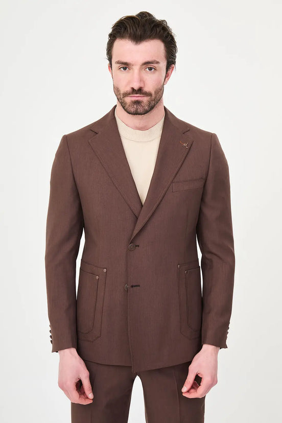 Men's Dark Brown Two-Button Suit