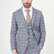 Navy Slim Fit Check Suit