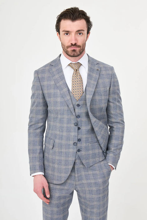 Navy Slim Fit Check Suit