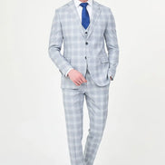 Navy Slim Fit Plaid Suit