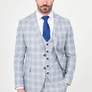 Navy Slim Fit Plaid Suit