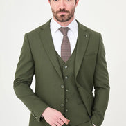 Olive Green Three-Piece Slim Fit Suit