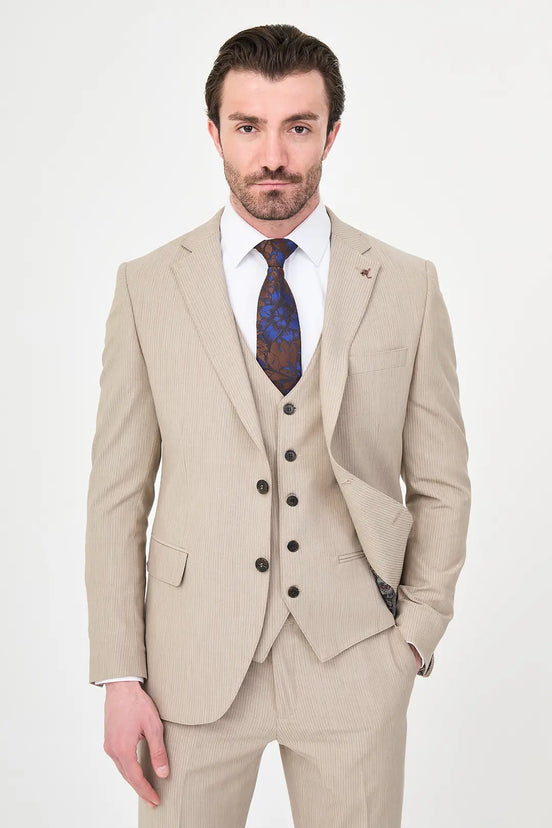 Striped Suit Beige