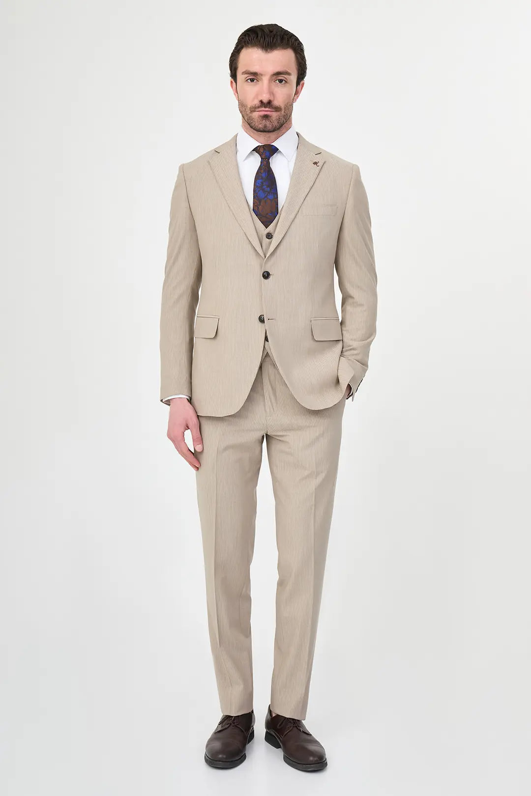 Striped Suit Beige