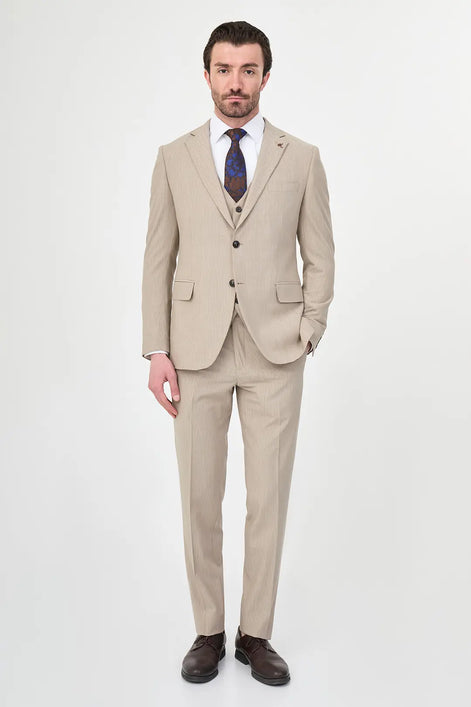 Striped Suit Beige
