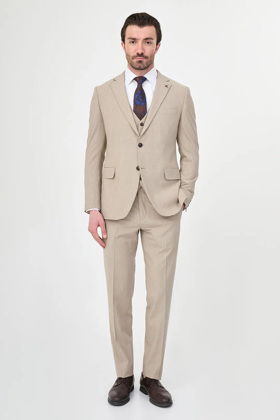 Striped Suit Beige