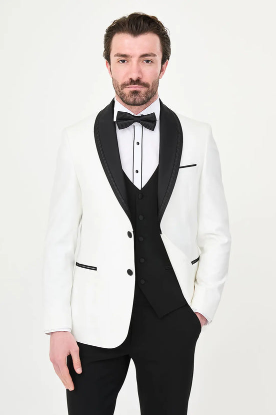 White Detachable Shawl Lapel Tuxedo