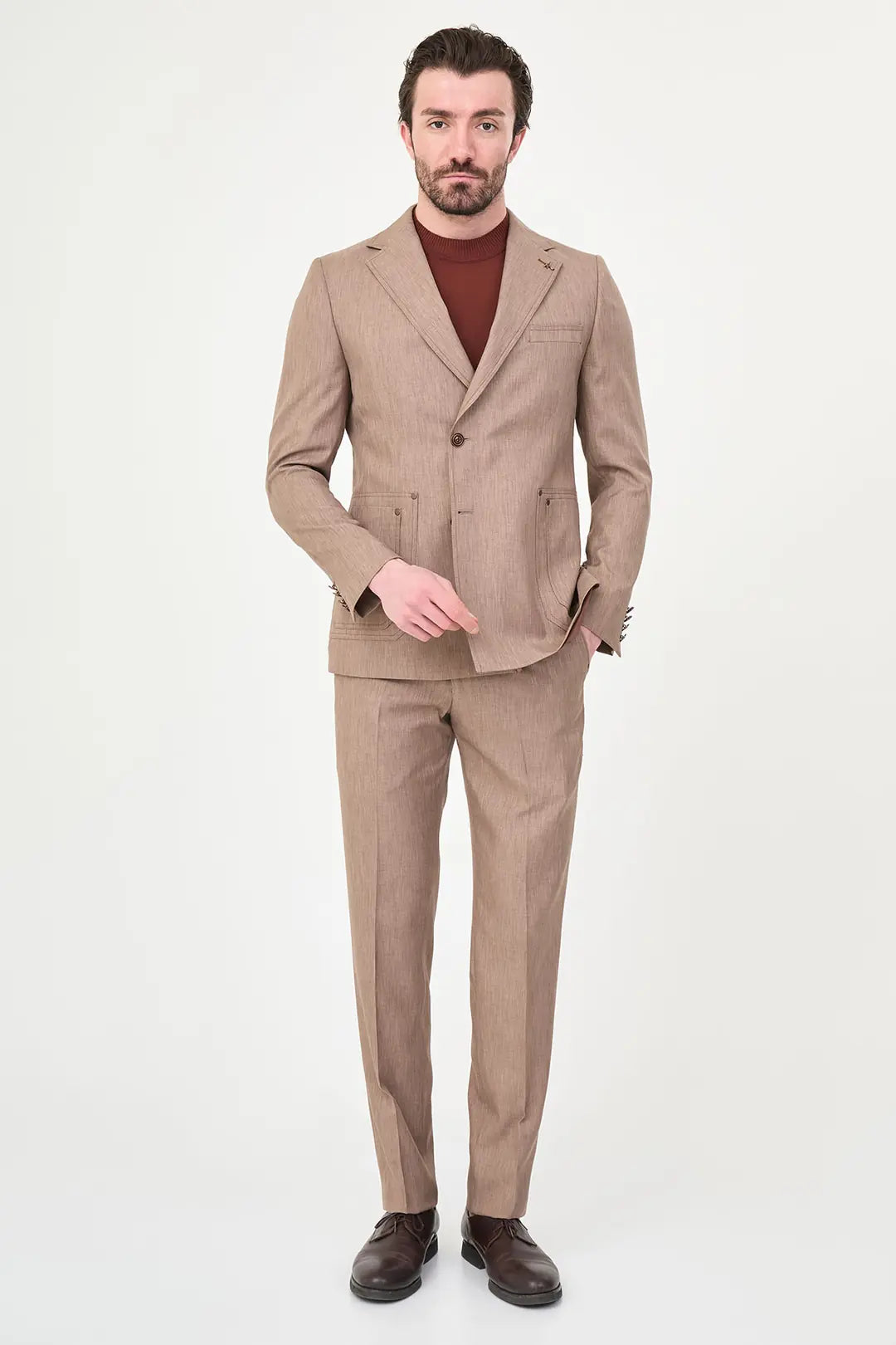 El Paso Men's Light Brown Two-Button Suit