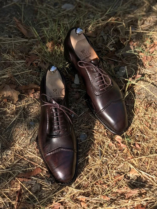Brown Cap Toe Oxford Shoes