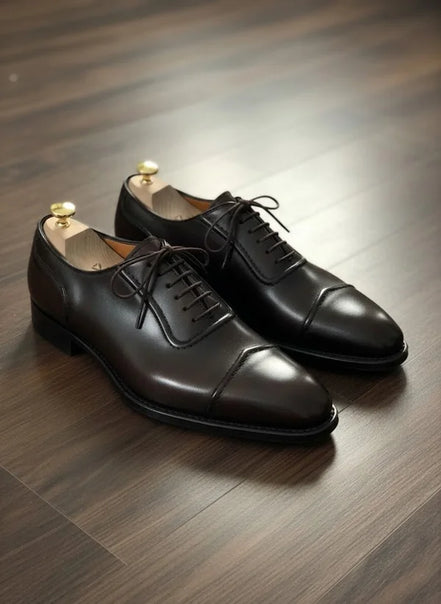 Brown Cap Toe Oxford Shoes
