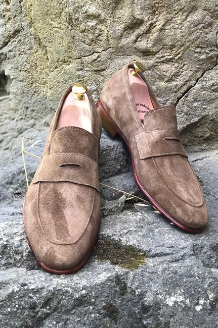 Elko Brown Penny Suede Loafers