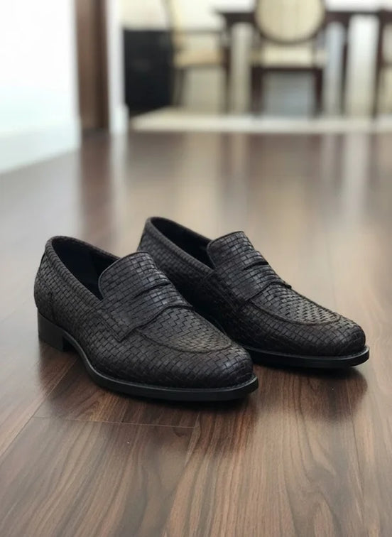 Brown Woven Loafers