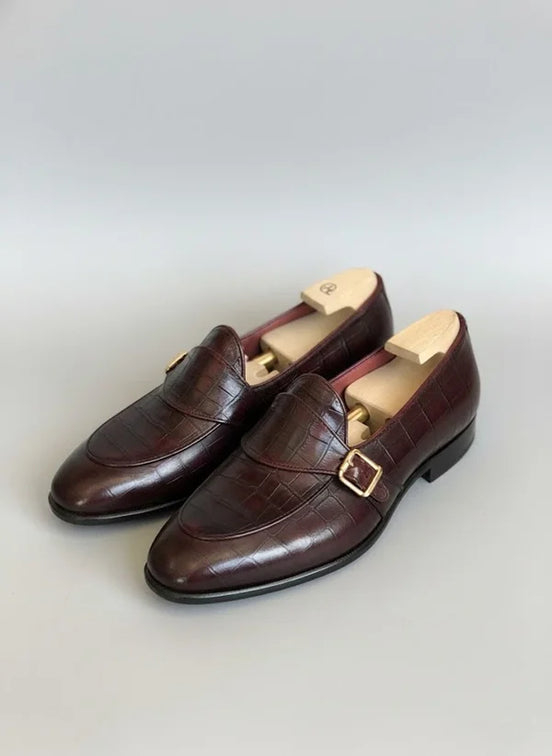 brown leather loafers