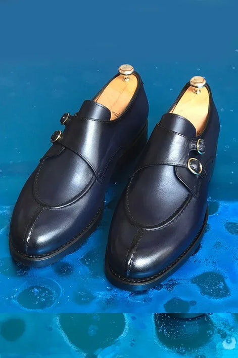 Navy Blue Leather Shoes