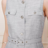 Embossed Linen Women Gray Suit