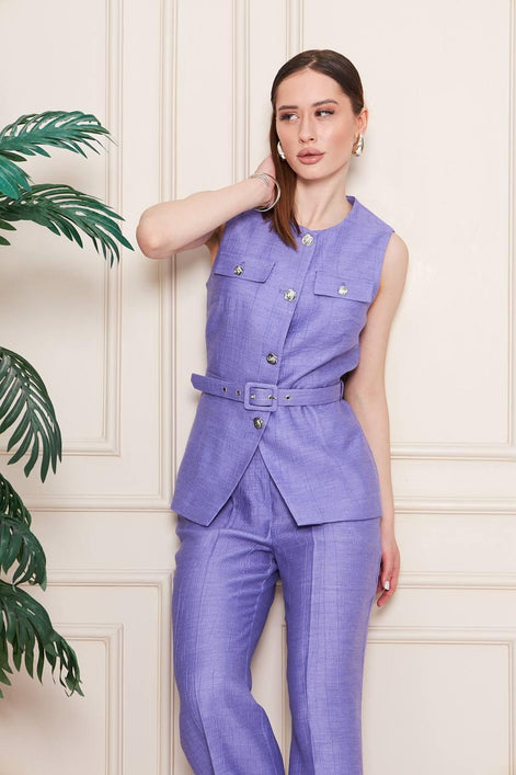 Embossed Linen Women Lavender Suit