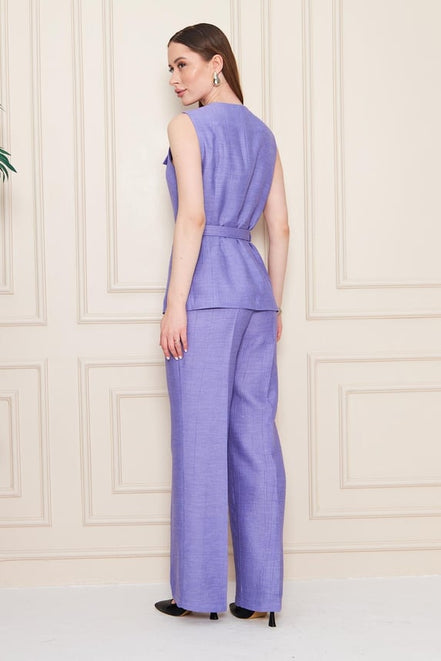 Embossed Linen Women Lavender Suit