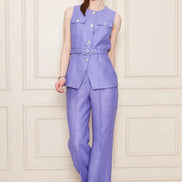 Embossed Linen Women Lavender Suit