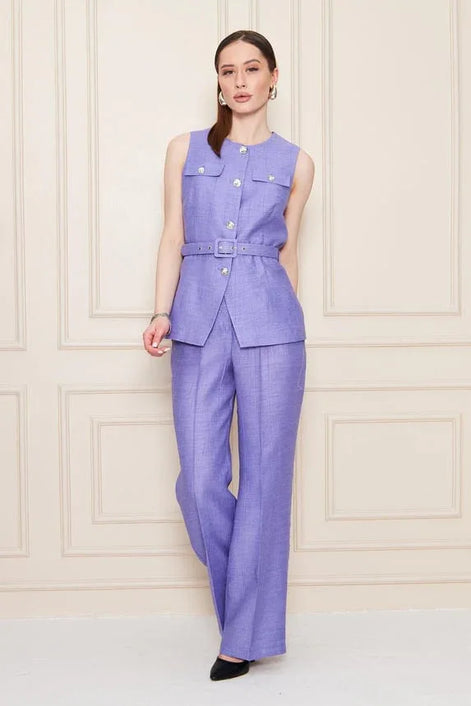 Embossed Linen Women Lavender Suit