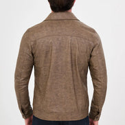 Camel Faux Leather Trucker Jacket
