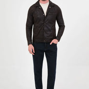 Coffee Faux Leather Trucker Jacket