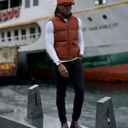 Akron Rust Brown Slim Fit Zipper Puffer Vest