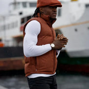 Akron Rust Brown Slim Fit Zipper Puffer Vest