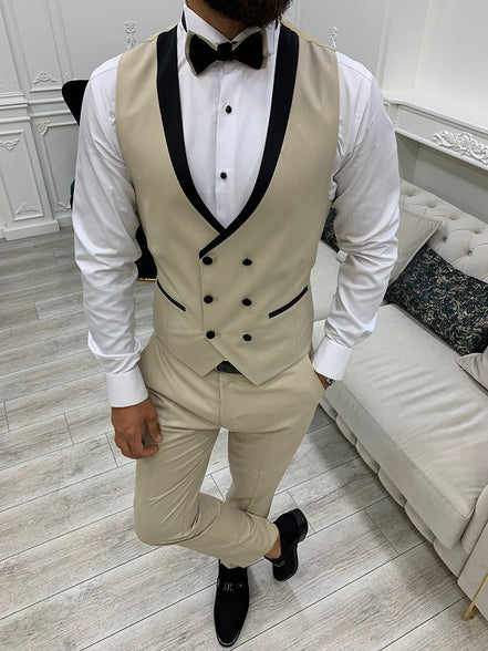 Alexandria Slim Fit Shawl Lapel Beige Tuxedo