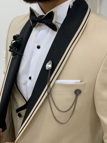 Alexandria Slim Fit Shawl Lapel Beige Tuxedo