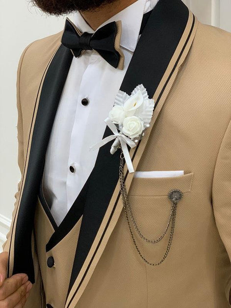 Alexandria Slim Fit Shawl Lapel Gold Tuxedo