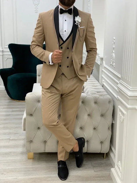 Alexandria Slim Fit Shawl Lapel Gold Tuxedo