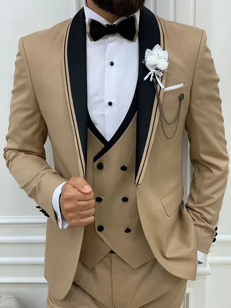 Alexandria Slim Fit Shawl Lapel Gold Tuxedo