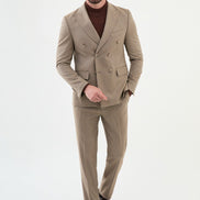 Ames Beige 2 Piece Double Breasted Suit