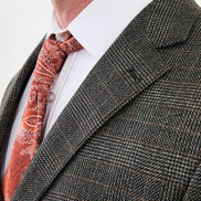 Ames Black 3 Piece Glen Check Wool Suit