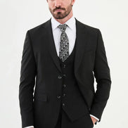 Ames Black 3 Piece Plaid Suit