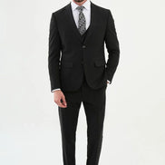 Ames Black 3 Piece Plaid Suit