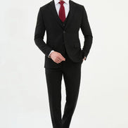 Ames Black Notch Lapel 3 Piece Suit