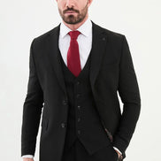 Ames Black Notch Lapel 3 Piece Suit